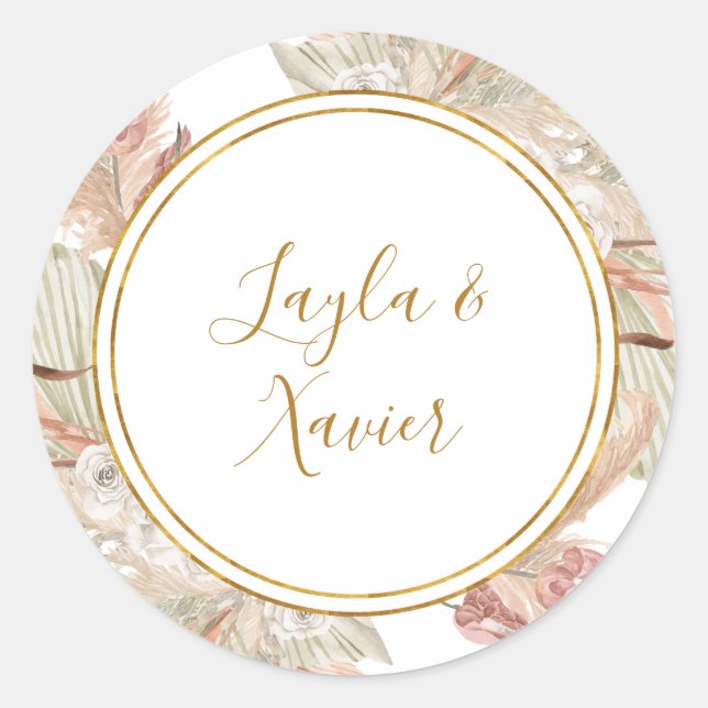 Adesivo Redondo Boho Tropical Botânica | Selos De Envelope De Casa (Frente)