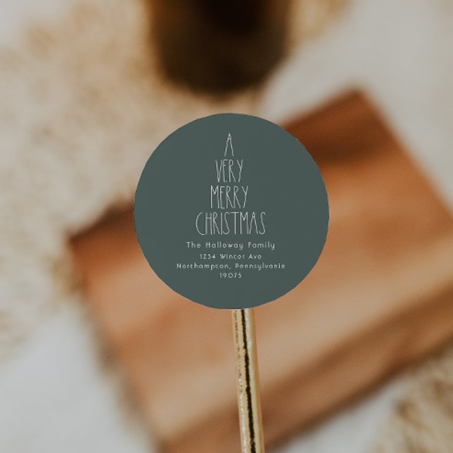 Adesivo Redondo Boho Verde Um Envelope De Natal Muito Feliz (Criador carregado)