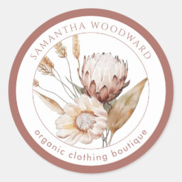 Adesivo Redondo Boho Watercolor Clothing Boutique - Wildflowers