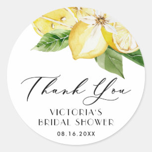 Adesivo Redondo Boho Watercolor Lemon Chá de panela Obrigado