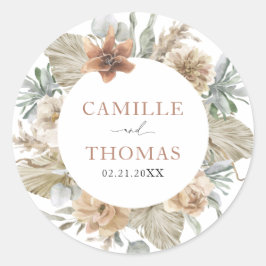 Adesivo Redondo Boho Wedding Terracotta Envelope Selo