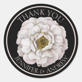 Adesivo Redondo Boho White Floral & Black Wedor