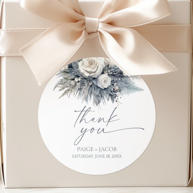 Adesivo Redondo Boho White Rose Floral Flower Garden Casamento (Criador carregado)