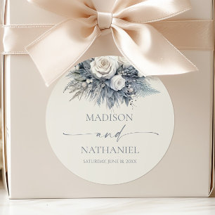 Adesivo Redondo Boho White Rose Floral Flower Garden Casamento