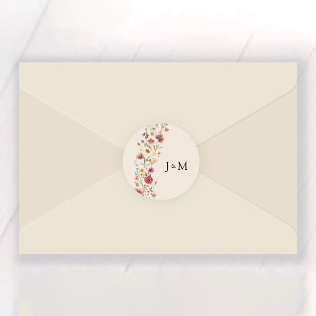 Adesivo Redondo Boho Wildflower Classic Round Sticker (Criador carregado)