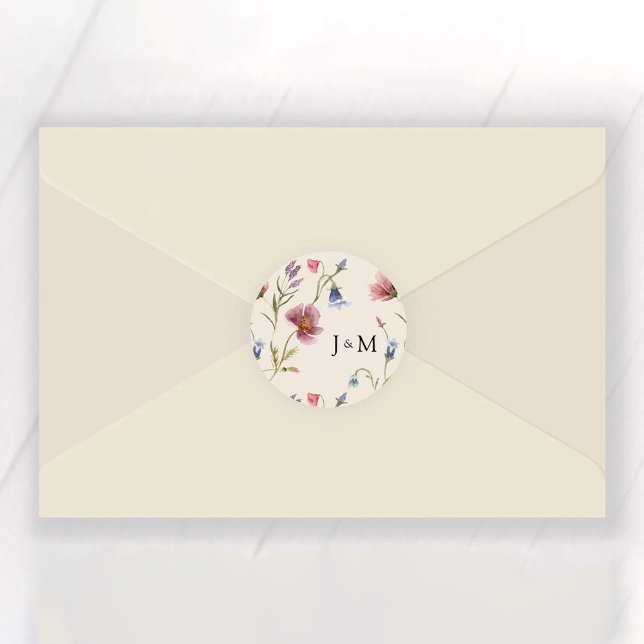 Adesivo Redondo Boho Wildflower Classic Round Sticker (Criador carregado)