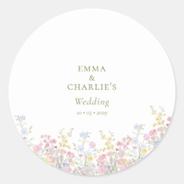 Adesivo Redondo Boho Wildflower Elegant Wedding