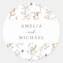 Adesivo Redondo Boho Wildflower Envelope Seal
