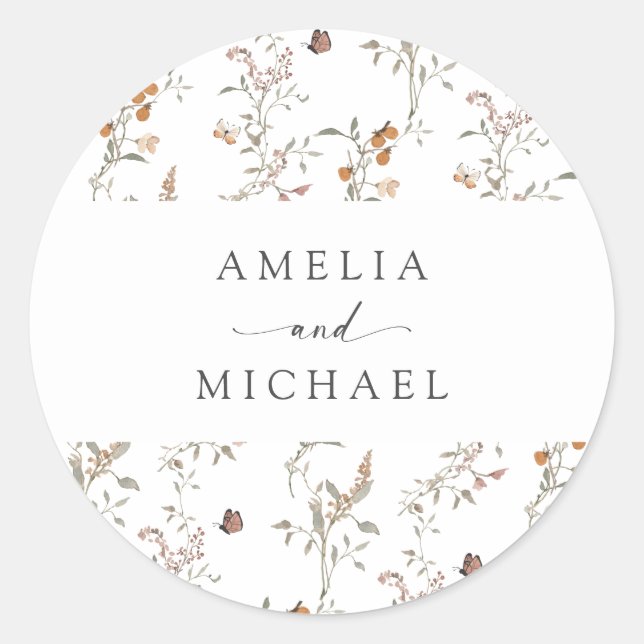 Adesivo Redondo Boho Wildflower Envelope Seal (Frente)