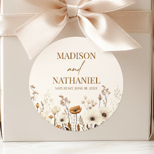 Adesivo Redondo Boho Wildflower Fllower Floral Casamento