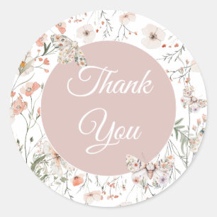 Adesivo Redondo Boho Wildflower Floral Baby Birthday