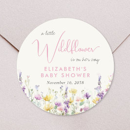 Adesivo Redondo Boho Wildflower Watercolor Baby Shower