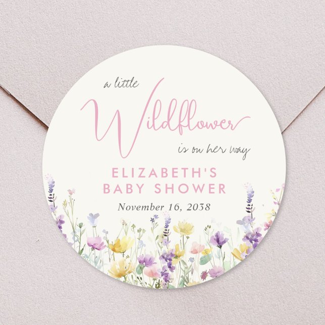 Adesivo Redondo Boho Wildflower Watercolor Baby Shower (Boho Wildflower Watercolor Baby Shower Classic Round Sticker)