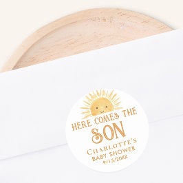 Adesivo Redondo Boho Yellow Sunshine Chá de fraldas