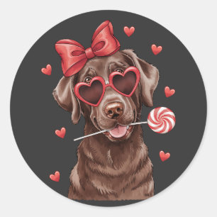 Adesivo Redondo Boi Chocolate Labrador Retriever Valente Lollipop