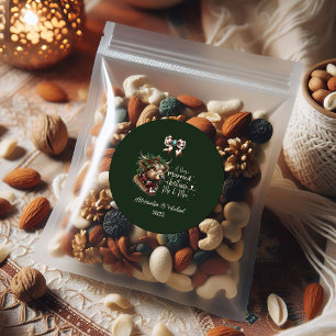 Adesivo Redondo Boi das Terras Altas Feliz Natal Sra e Sr