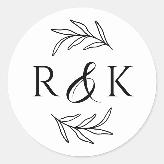 Adesivo Redondo Boias de Folhas Botânicas Wreath Ampersand Iniciai (Frente)