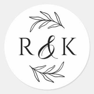 Adesivo Redondo Boias de Folhas Botânicas Wreath Ampersand Iniciai