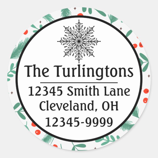 Adesivo Redondo Boias de Natal Evergreen e Holly Berries (Frente)