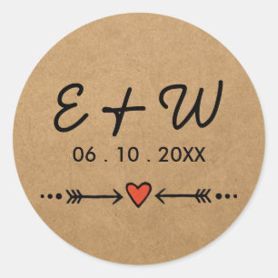 Adesivo Redondo Boias Rosa e Setas Iniciais Russas De Casamento