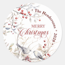 Adesivo Redondo Boias Vermelhas de inverno Feliz Natal