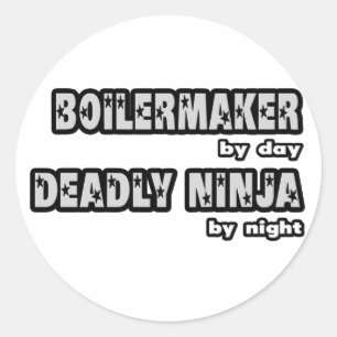 Adesivo Redondo Boilermaker Por Dia... Mortal Ninja Por Noite