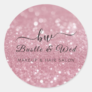 Adesivo Redondo Bokeh brilhante Makeup Hair Salon Rosa