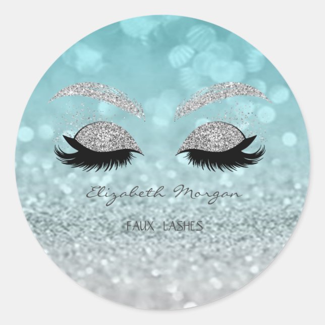 Adesivo Redondo Bokeh da Loteria do Moder Elegante,Lashes de Faux  (Frente)