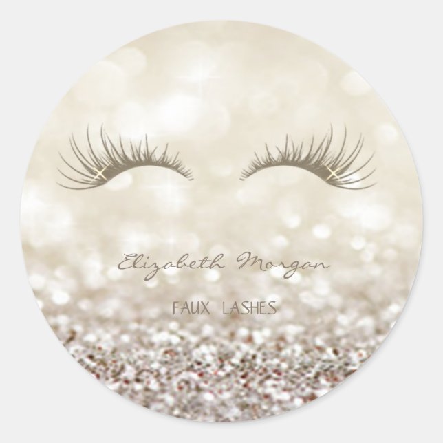 Adesivo Redondo Bokeh da Loteria do Moder Elegante, Lashes Faux (Frente)