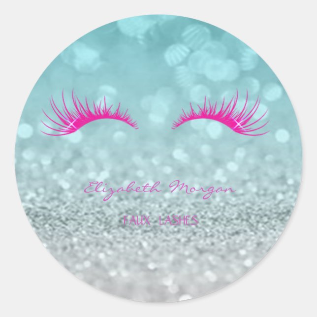 Adesivo Redondo Bokeh da Loteria do Moder Elegante, Lashes Faux (Frente)