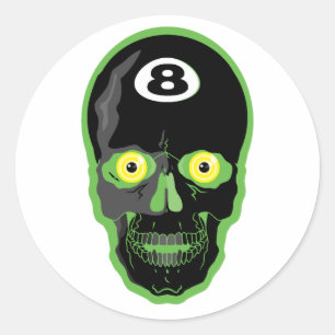 Adesivo Redondo bola 8 verde caveira