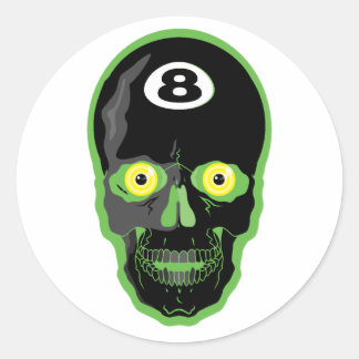Adesivo Redondo bola 8 verde caveira