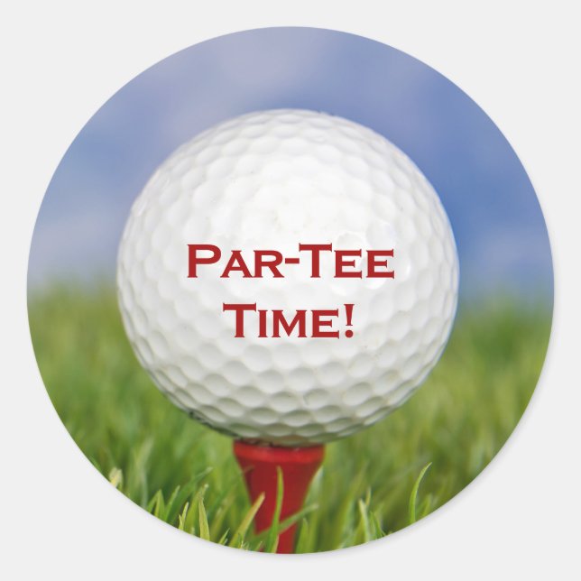 Adesivo Redondo Bola Branca de Golfe no Teto Vermelho (Frente)