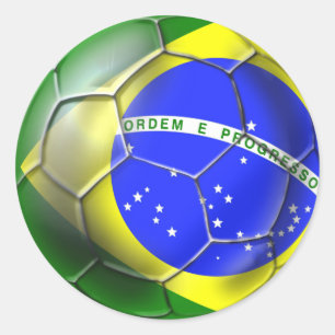 Adesivo Redondo Bola brasileira da bandeira do futebol da samba de