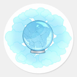 Adesivo Redondo Bola Cristal Cracking Azul Brilhante