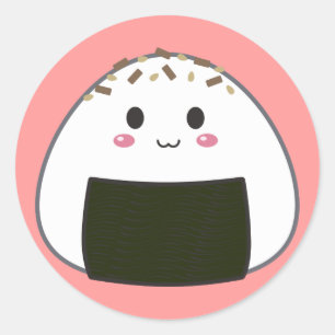 Adesivo Redondo Bola de Arroz "Onigiri" de Kawaii com Toppings