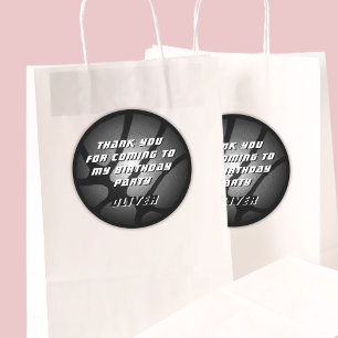 Adesivo Redondo Bola de Basquete de Prata Metálica Obrigado Anive