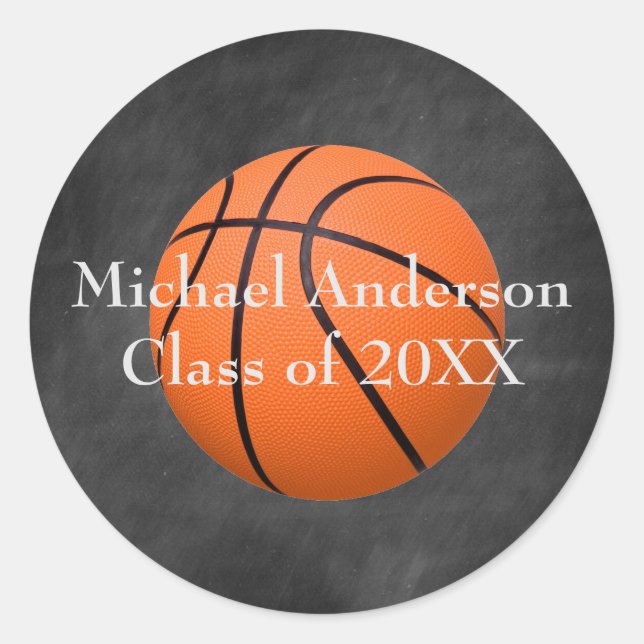 Adesivo Redondo Bola de basquete no quadro - Vinheta para graduaçã (Frente)