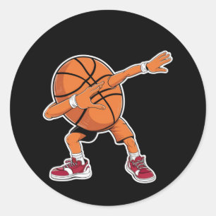 Adesivo Redondo Bola de Basquetebol Dabbing Jogador de Desportos E
