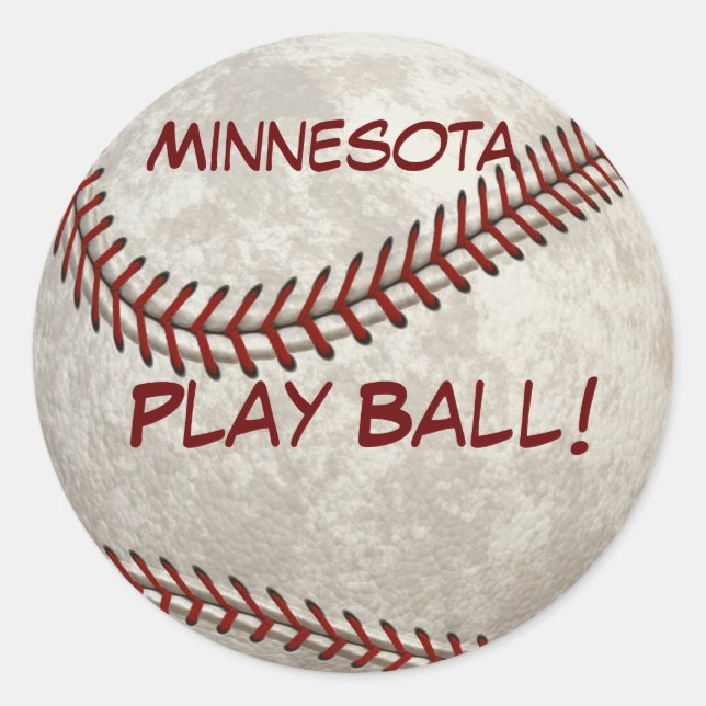 Adesivo Redondo Bola de Beisebol de Minnesota! Passado Americano (Frente)