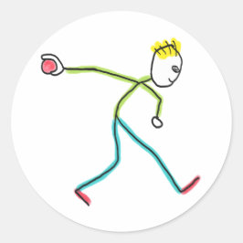Adesivo Redondo Bola de Bocce Stickman