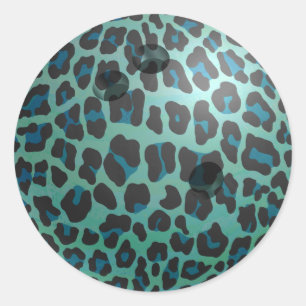 Adesivo Redondo Bola de boliche Leopard Teal