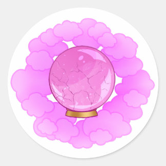 Adesivo Redondo Bola de Cristal Cracking Rosa Brilhante