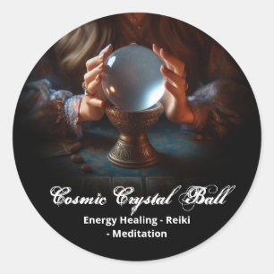 Adesivo Redondo Bola de Cristal Preto Energia Reiki Yoga Meditação