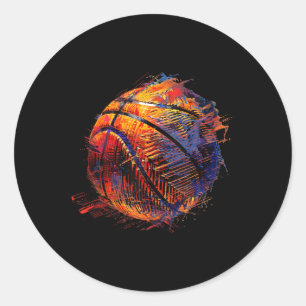 Adesivo Redondo Bola de Desenho de Cabelo de Basquete P