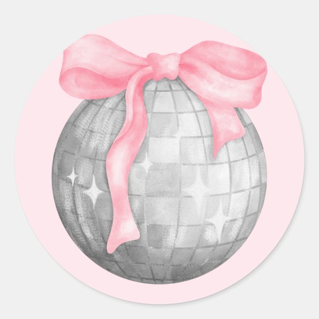 Adesivo Redondo Bola de Disco Silver Arco Rosa de Aquarela (Frente)