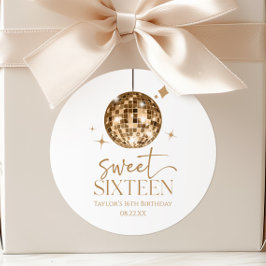 Adesivo Redondo Bola de Discoteca Dourada Sweet Sixteen Festa de 1