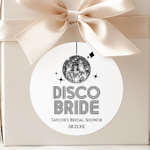 Adesivo Redondo Bola de Discoteca Prateada Noiva de Casamento Chá