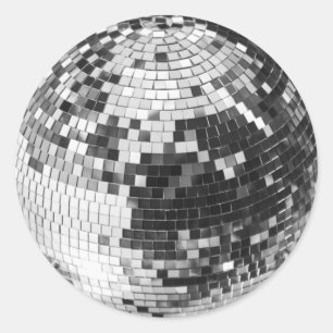 Adesivo Redondo Bola de discoteca retrô brilho glitter prata anive