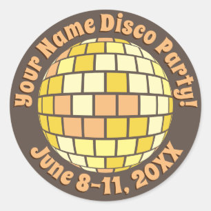Adesivo Redondo Bola de Discoteca Retro Gold PERSONALIZADA
